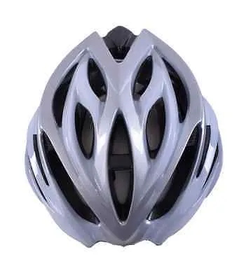 58-62cm AGU TX 8.0 CARBON ADULTS IN-MOLD CYCLING CRASH HELMET SILVER WHITE