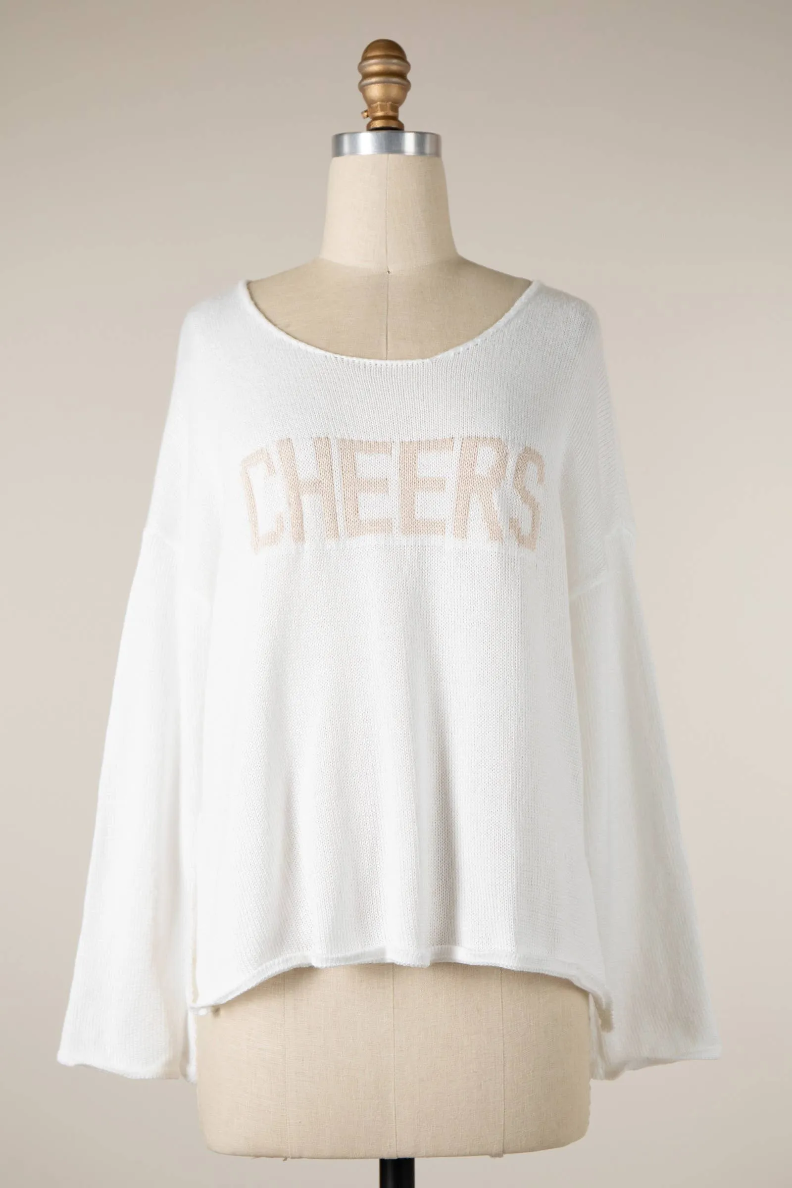 Avaline "Cheers" Light Weight Sweater - White