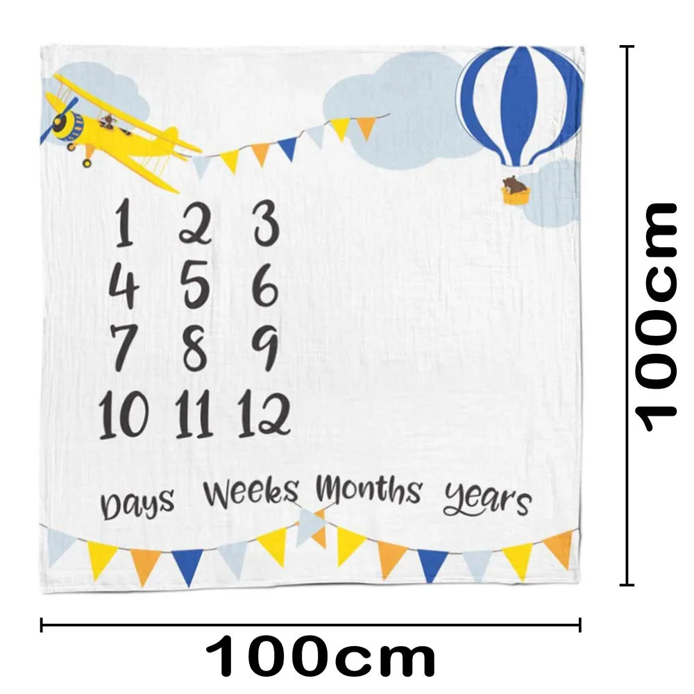 Babymoon Hot Air Balloon Photoshoot Bedsheet (Blue) | Swaddle | 100 x 100 cm