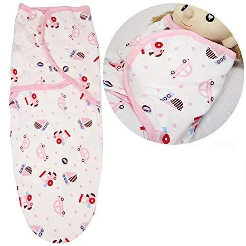 Babymoon Organic Designer Cotton Swaddle Wrap | Aeroplane & Pink Car | Pack of 2