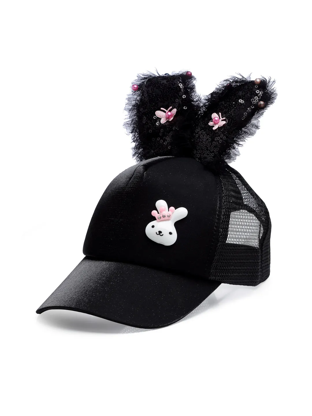 Babymoon Rabbit Ears Summer Cap Hat - Black