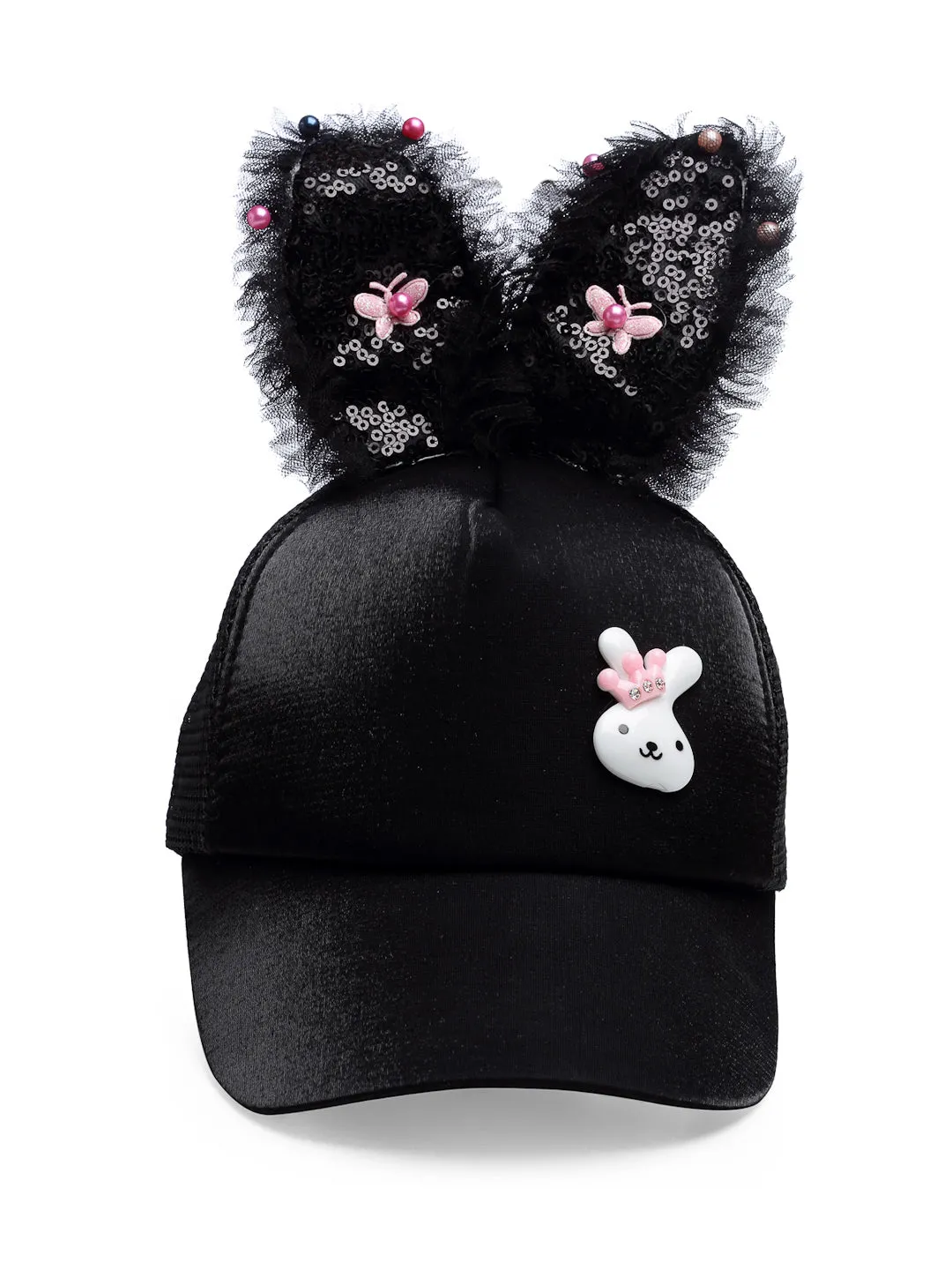 Babymoon Rabbit Ears Summer Cap Hat - Black