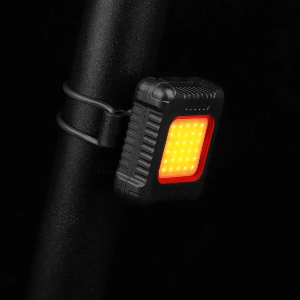 Bicycle Headlight and Taillight Set USB Rechargeable Mini Bike Front and Rear Light Built-in 120mAh Battery with Fixing Strap