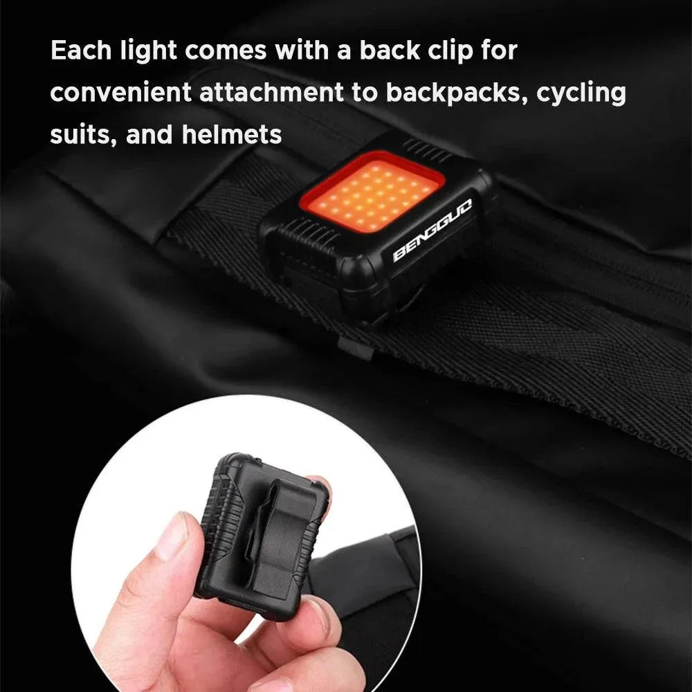 Bicycle Headlight and Taillight Set USB Rechargeable Mini Bike Front and Rear Light Built-in 120mAh Battery with Fixing Strap