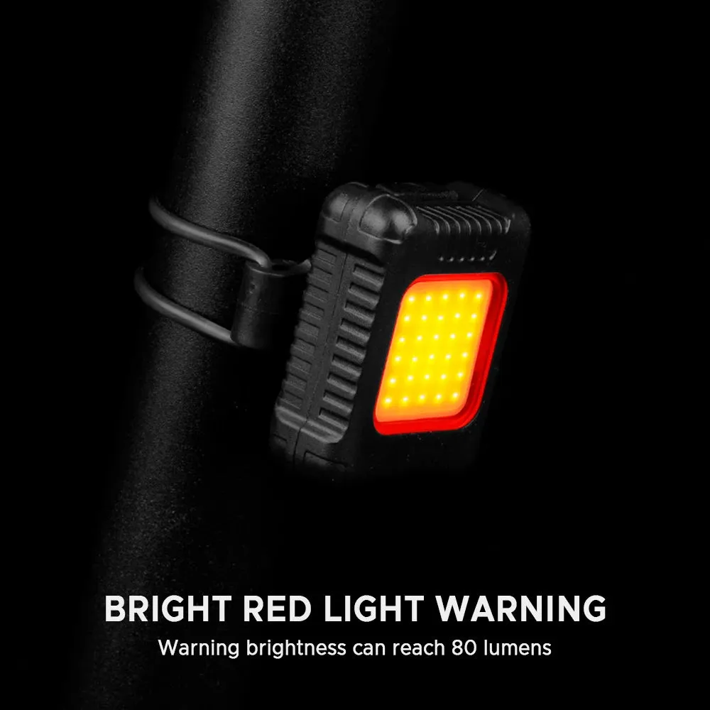 Bicycle Headlight and Taillight Set USB Rechargeable Mini Bike Front and Rear Light Built-in 120mAh Battery with Fixing Strap