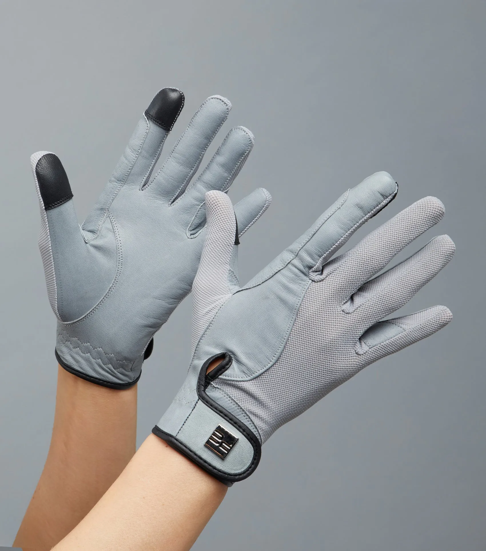 Bordoni Leather Mesh Riding Gloves Grey