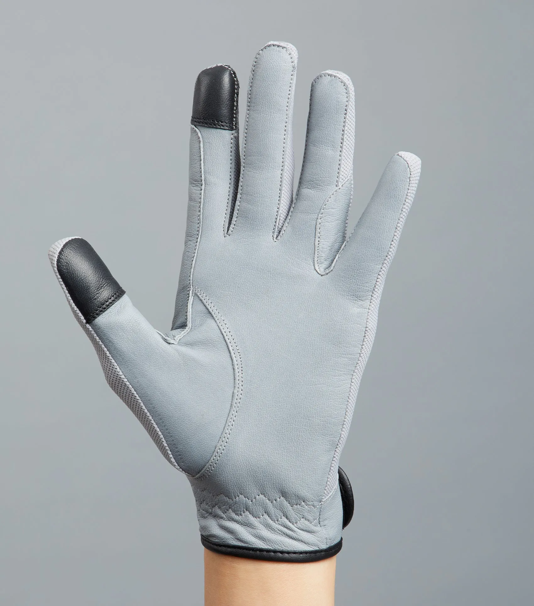 Bordoni Leather Mesh Riding Gloves Grey