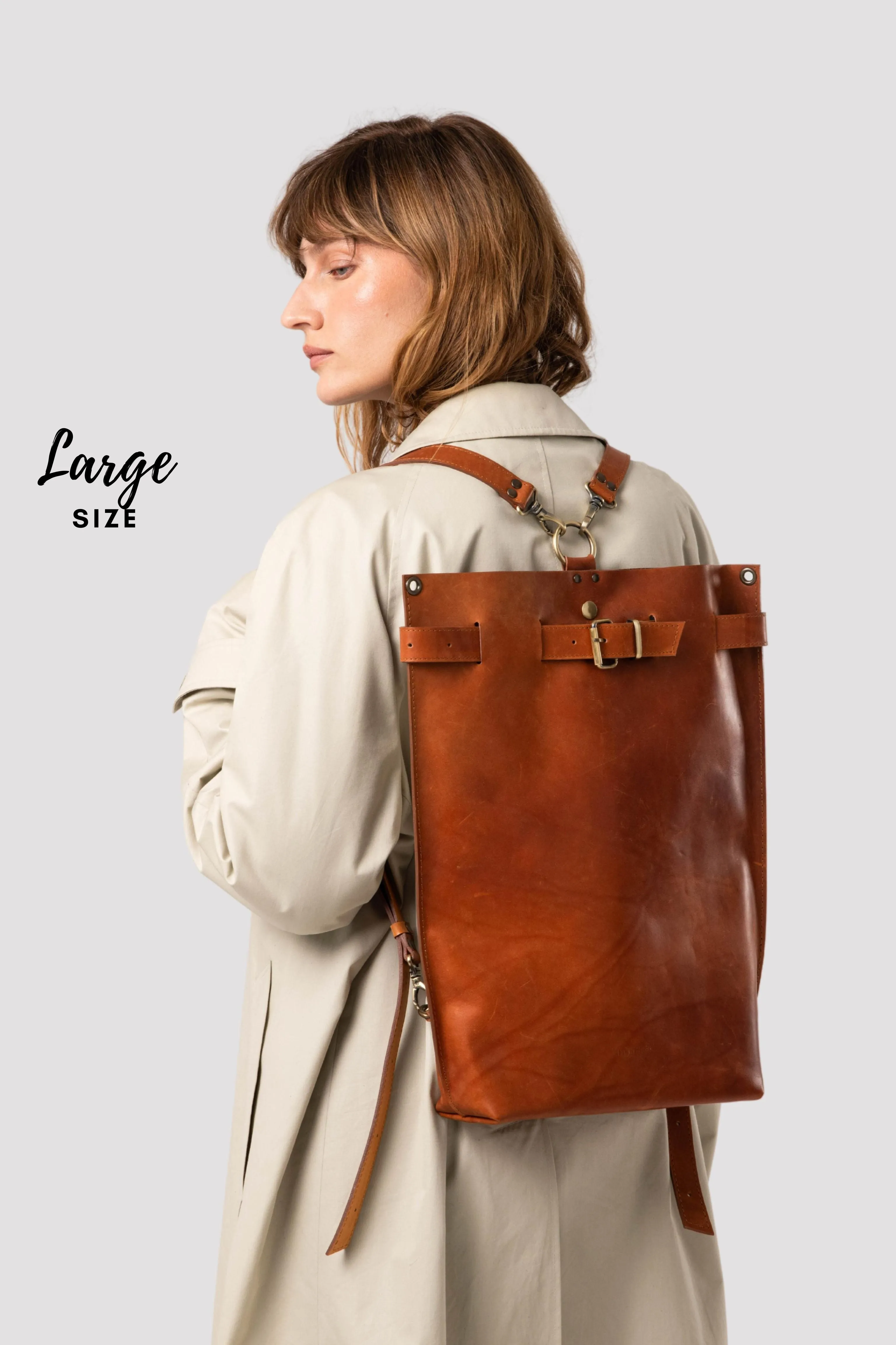 Brown Leather Backpack Purse - All Sizes