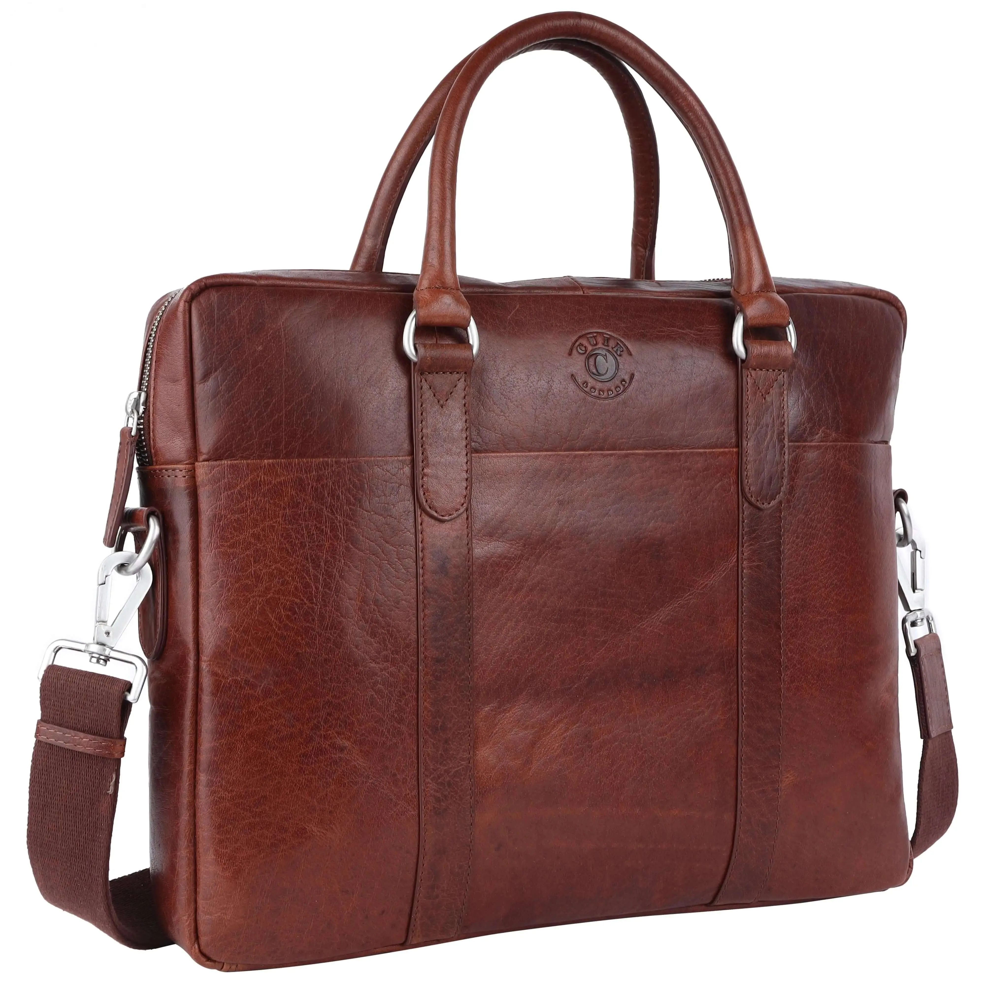 Brown Leather Portfolio Bag: 31x38x5.5 cm Dimensions