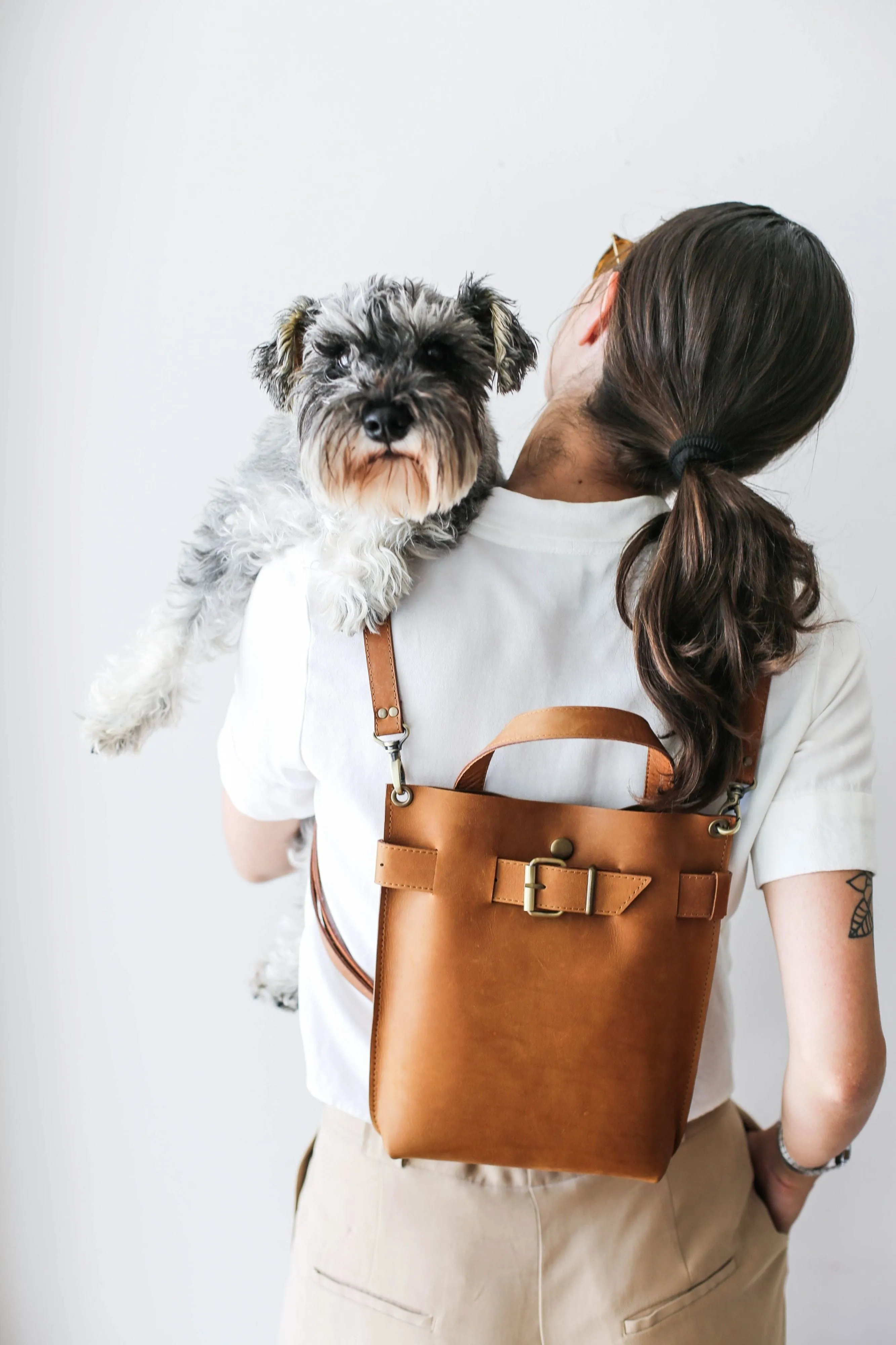 Brown Mini Leather Backpack