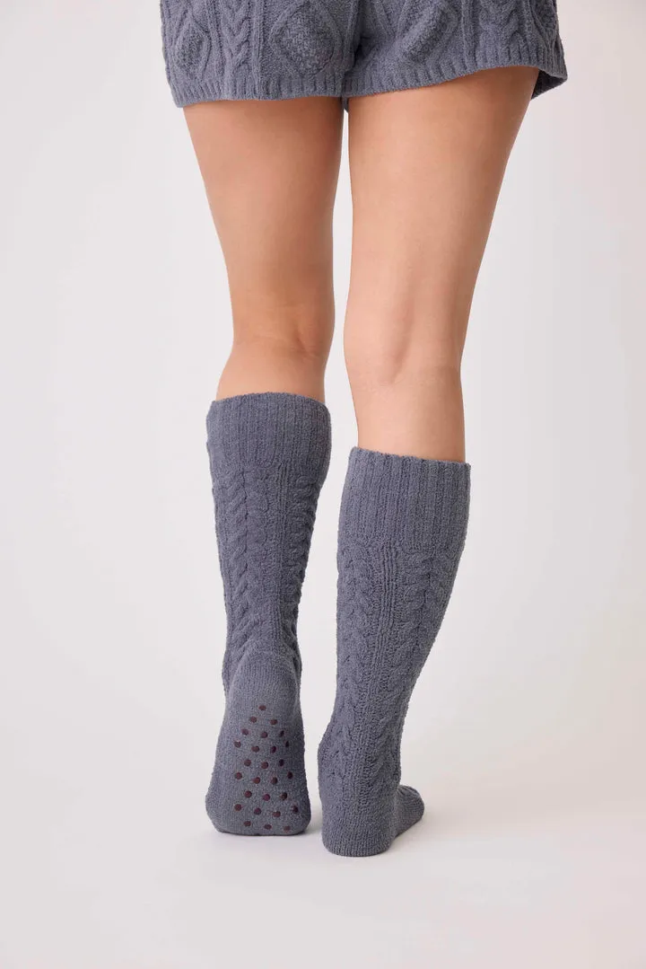 Charcoal Cable Crew Socks