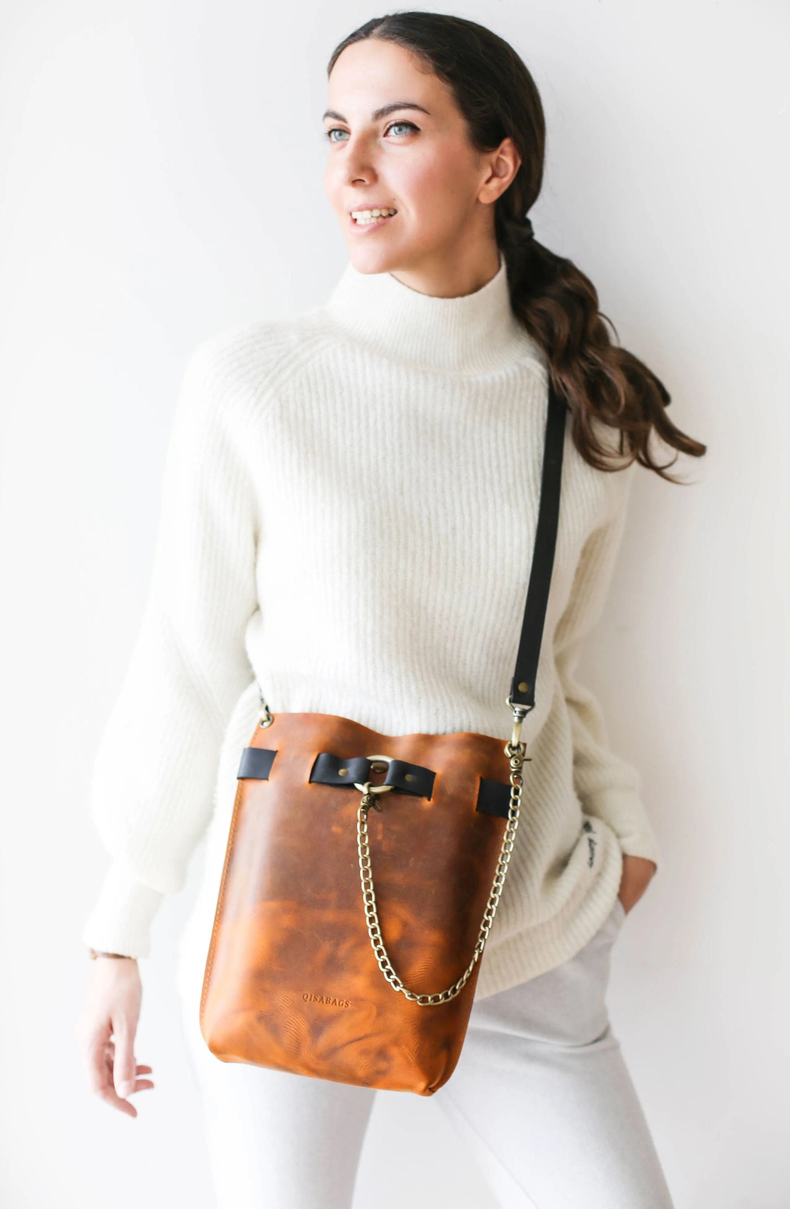 Cognac Brown w/Black Leather Bag - "Ring Belt Edition"