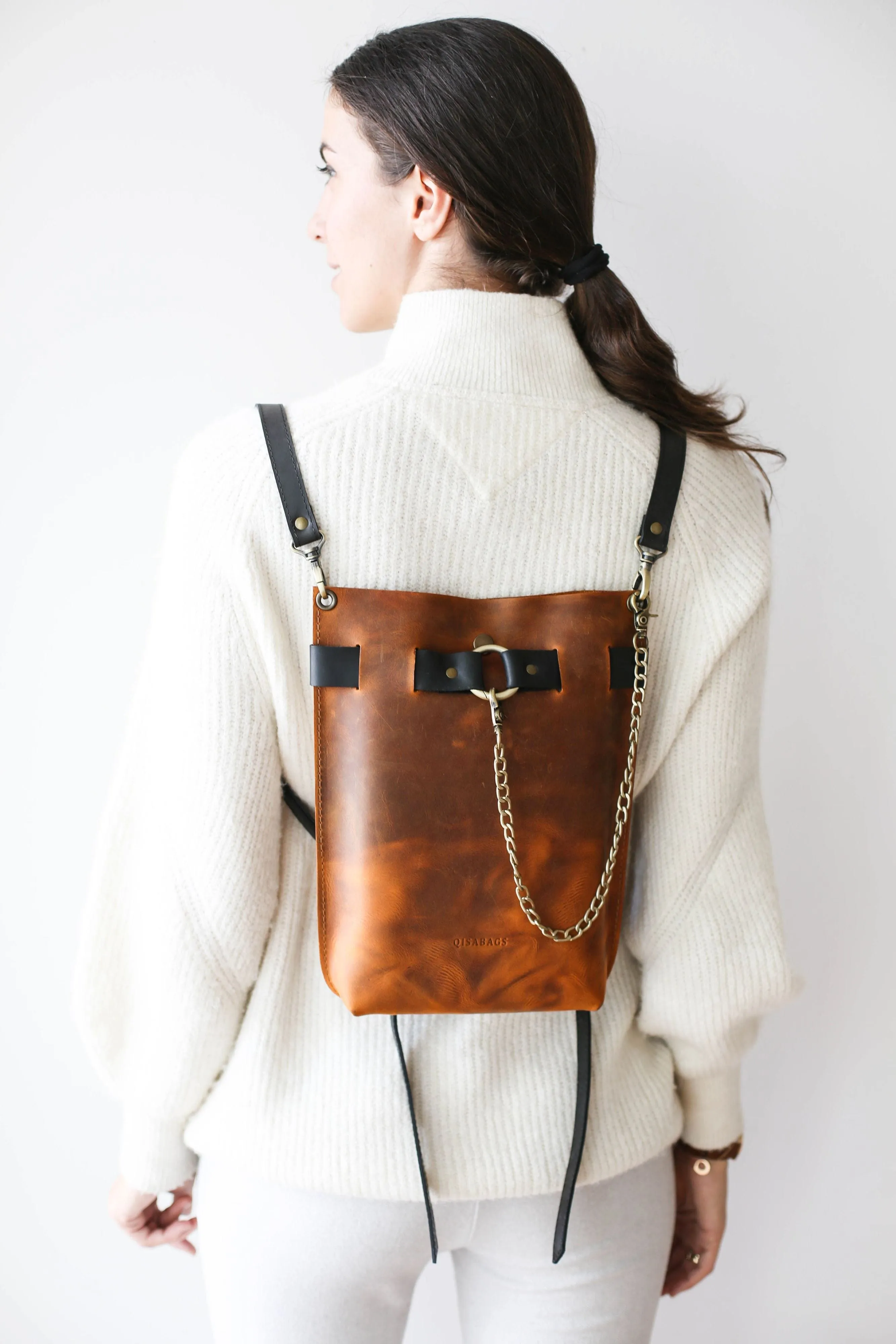 Cognac Brown w/Black Leather Bag - "Ring Belt Edition"