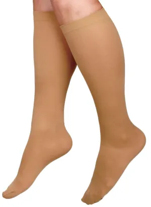 CURAD Knee-High Compression Hosiery with 15-20 mmHg, Tan, Size C, Regular