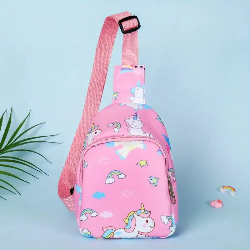 Dinosaur Unicorn Print Zipper Crossbody