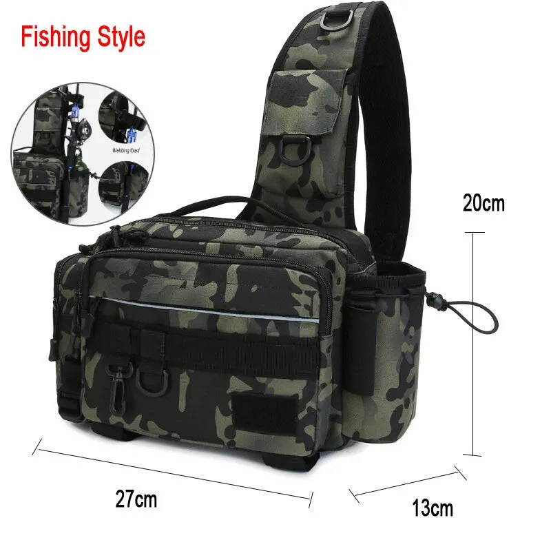 Fishing Tackle Bag Single Shoulder Crossbody Bags Waist Pack Fish Lures Gear Utility Storage Fishing Box Bag Tactical Bag