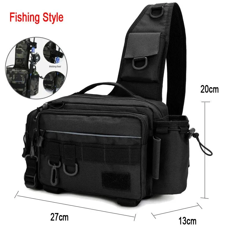 Fishing Tackle Bag Single Shoulder Crossbody Bags Waist Pack Fish Lures Gear Utility Storage Fishing Box Bag Tactical Bag