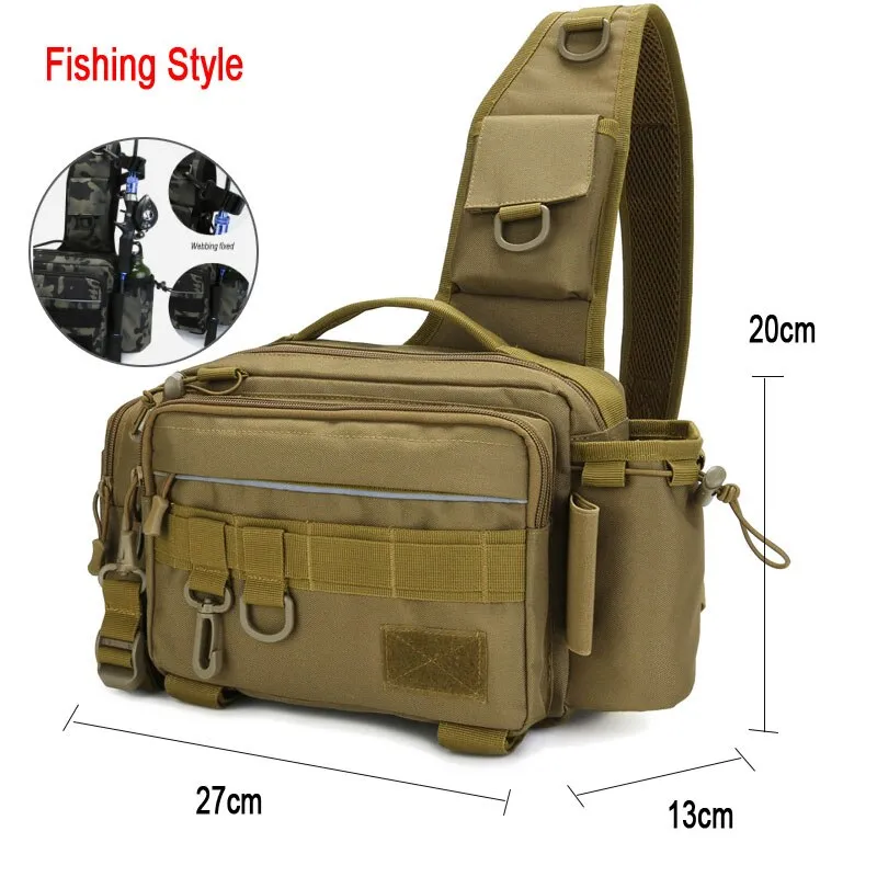 Fishing Tackle Bag Single Shoulder Crossbody Bags Waist Pack Fish Lures Gear Utility Storage Fishing Box Bag Tactical Bag