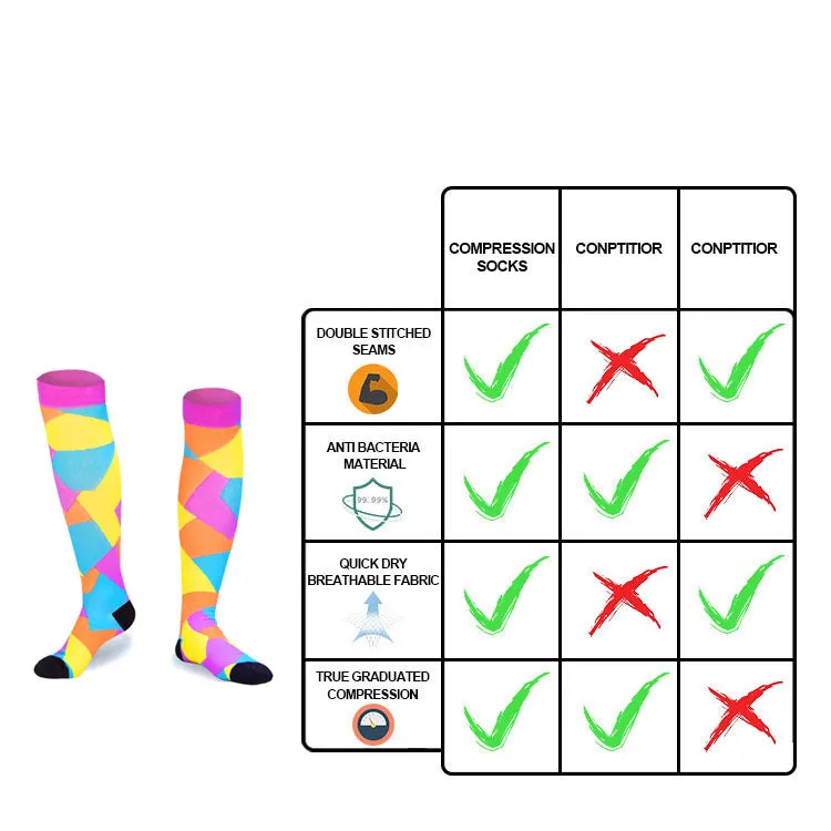 Funny Compression Socks for Men/Women Circulation 20-30 mmHg for Athletics Running Flight Travel Nurses Pregnant