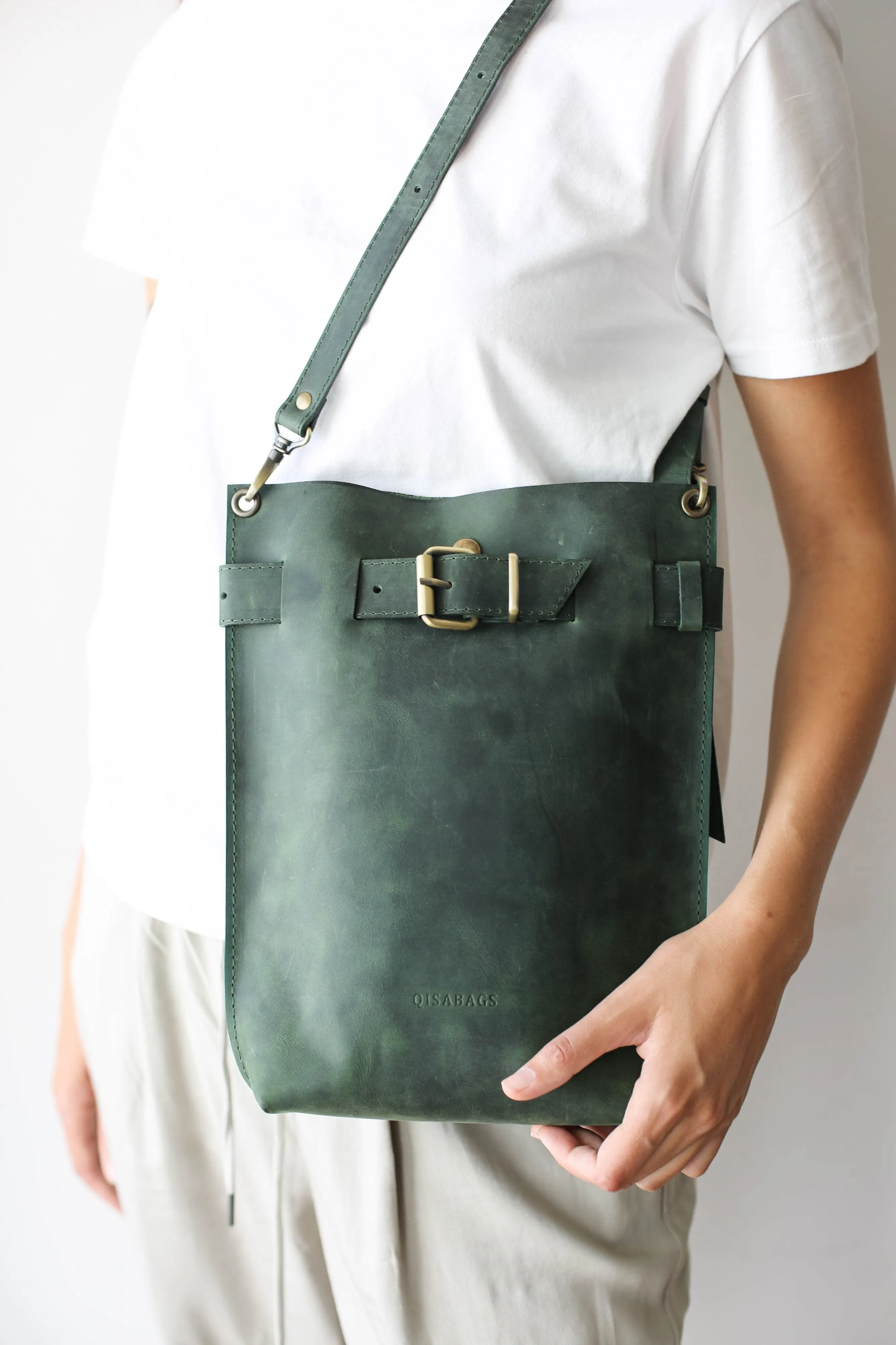 Green Leather Backpack