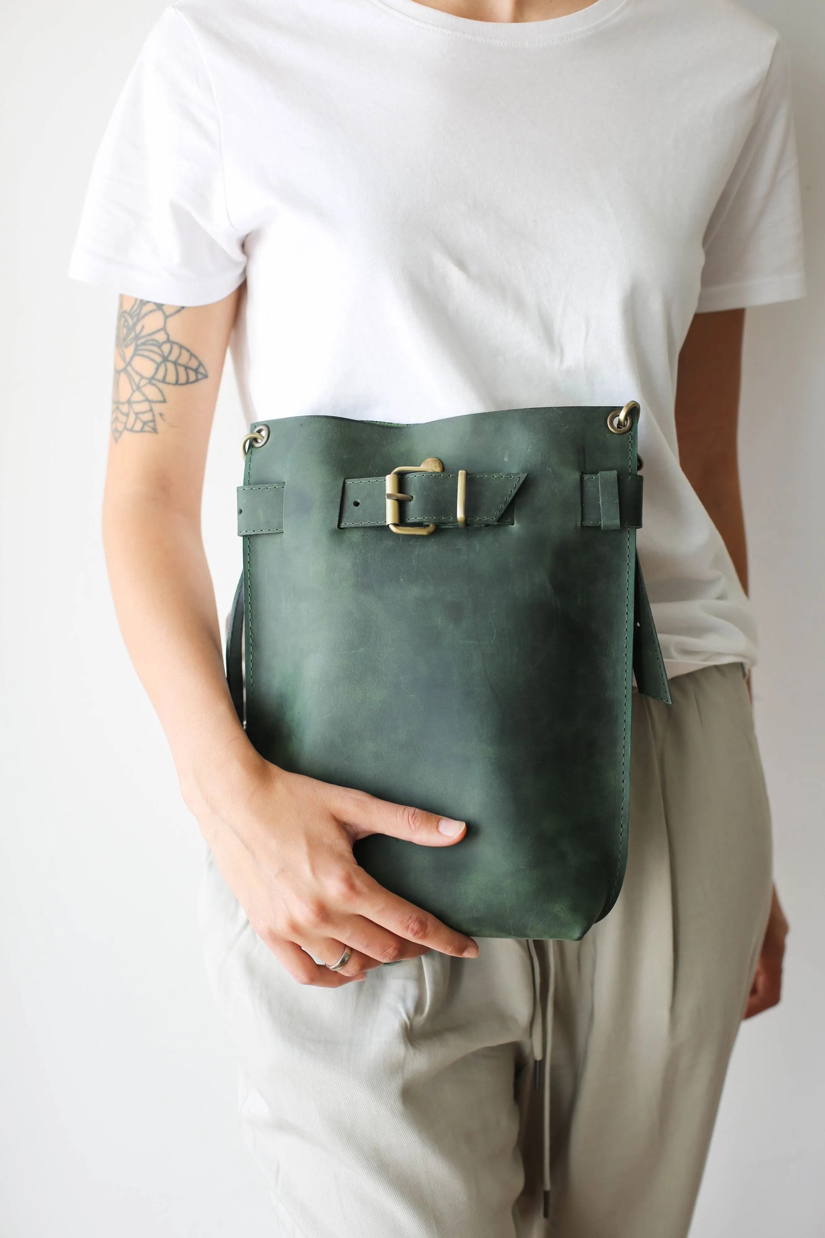 Green Leather Backpack