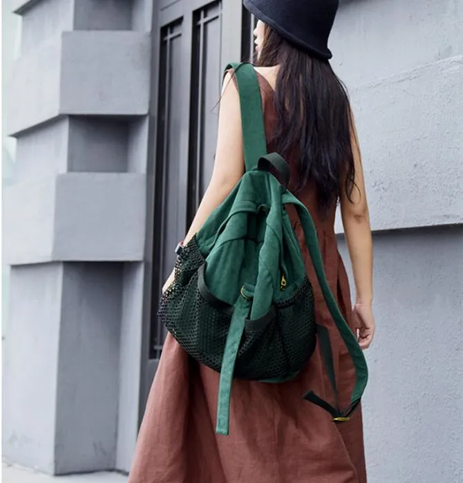 Green Simple Design Casual Large Backpack Women Handbag Bag Shoulder Tote Bag