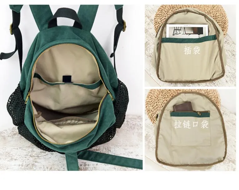 Green Simple Design Casual Large Backpack Women Handbag Bag Shoulder Tote Bag