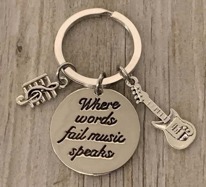 Guitar Keychain - When Words Fail Music Speaks