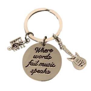 Guitar Keychain - When Words Fail Music Speaks