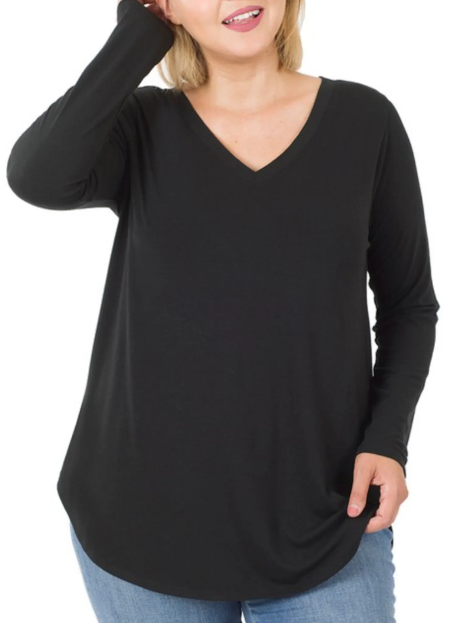 Kelsey Cozy V-Neck Long Sleeve - Black