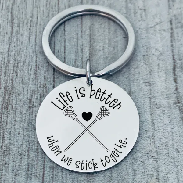 Lacrosse Keychain - Life is Better When We Stick Together