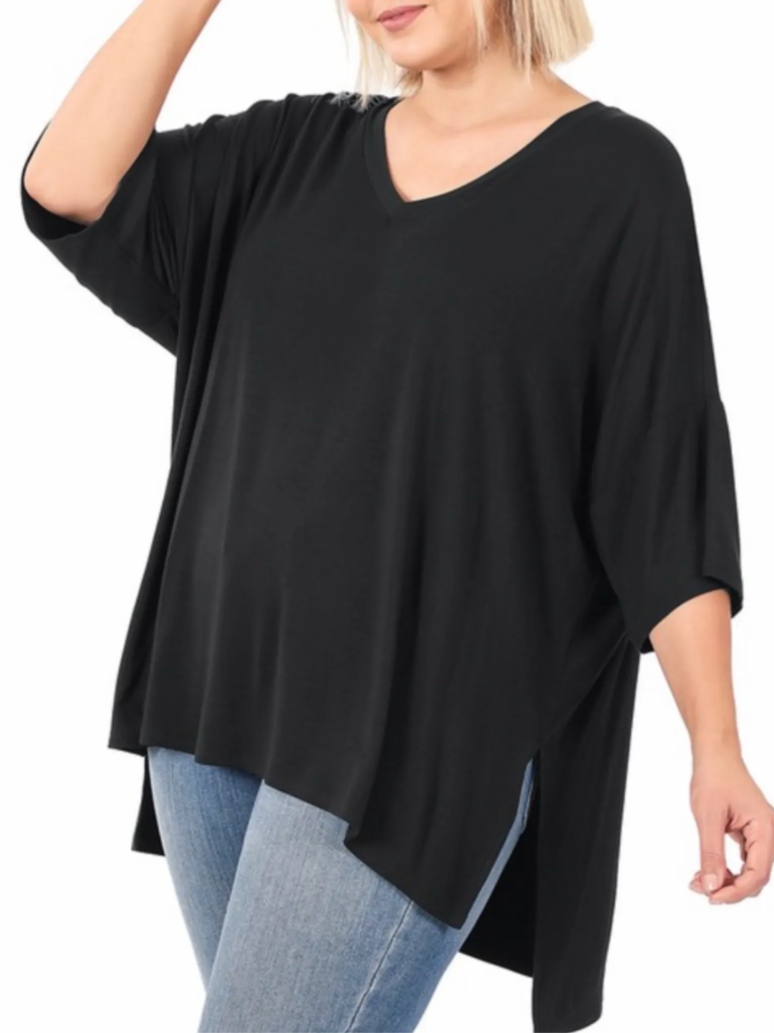 Lynn 3/4 Sleeve Top - Black