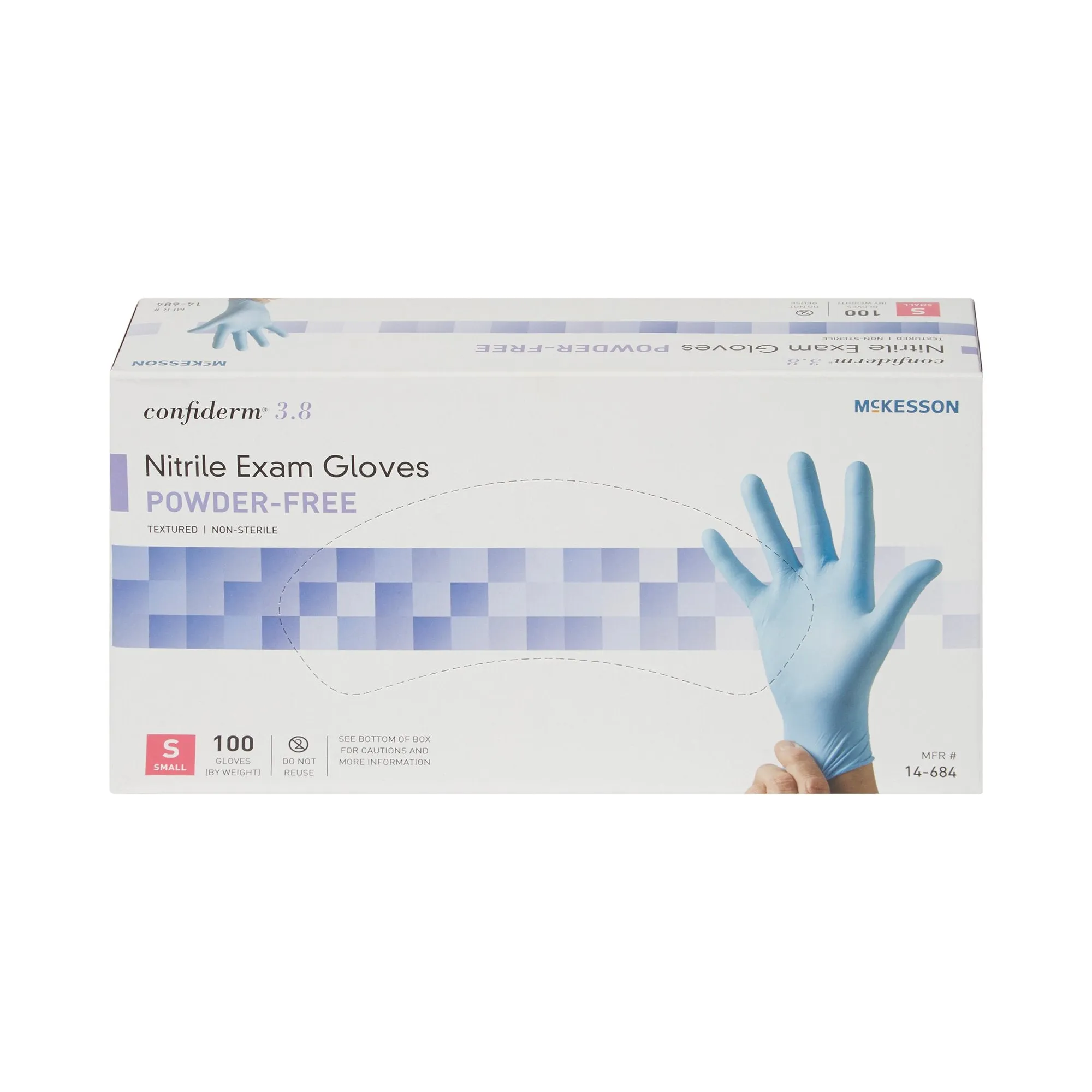 McKesson Confiderm® 3.8 Nitrile Exam Glove, Small, Blue