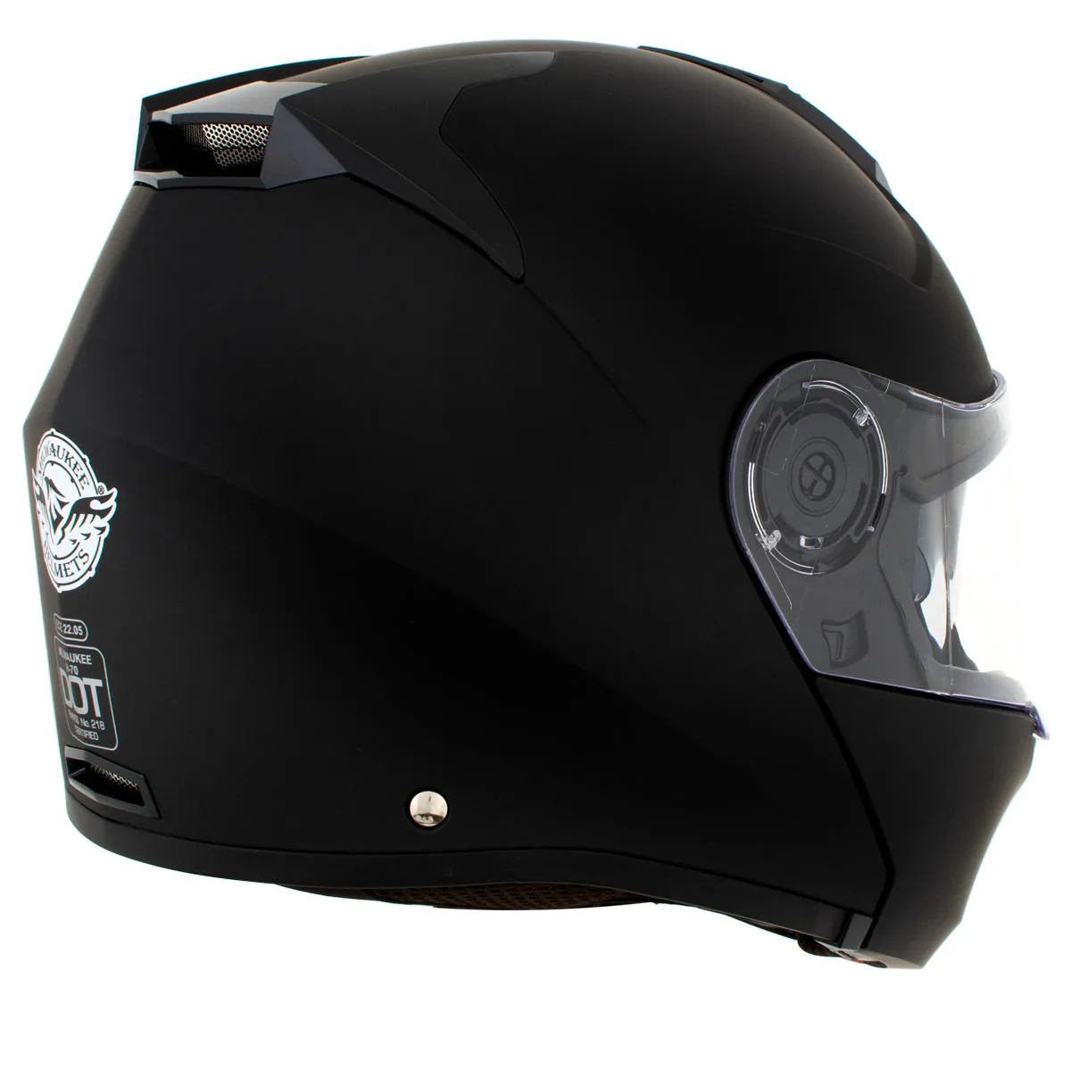 Milwaukee Helmets H7005 Flat Black 'Mayday' Modular Motorcycle Helmet