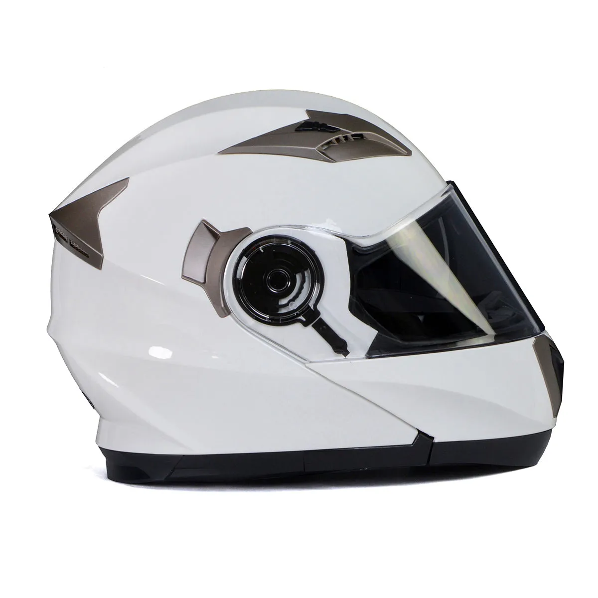 Milwaukee Helmets MPH9807DOT 'Ionized' Gloss White Advanced Motorcycle Modular Helmet for Men and Women Biker w/ Drop Down Visor