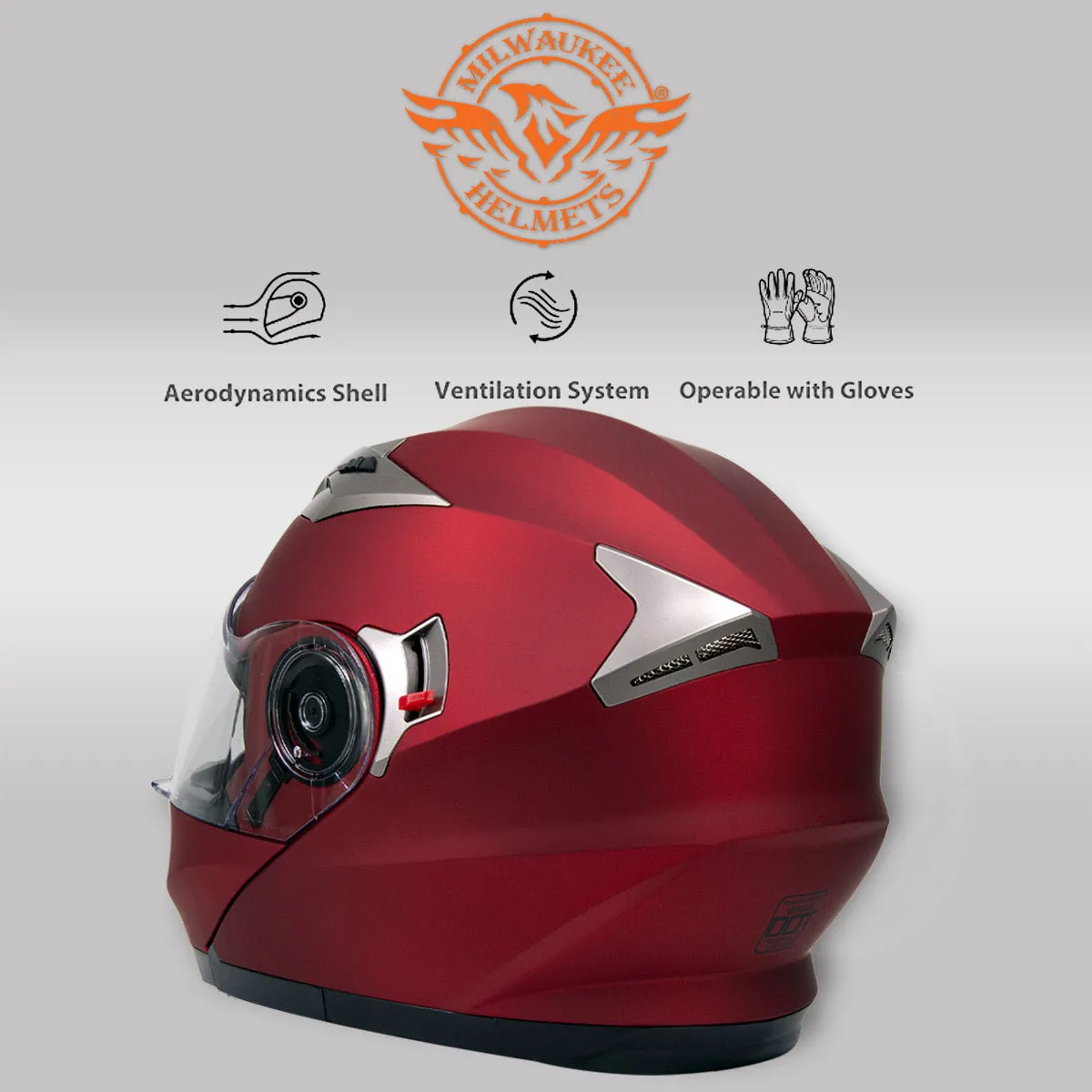 Milwaukee Helmets MPH9826DOT 'Ionized' Flat Red Advanced Motorcycle