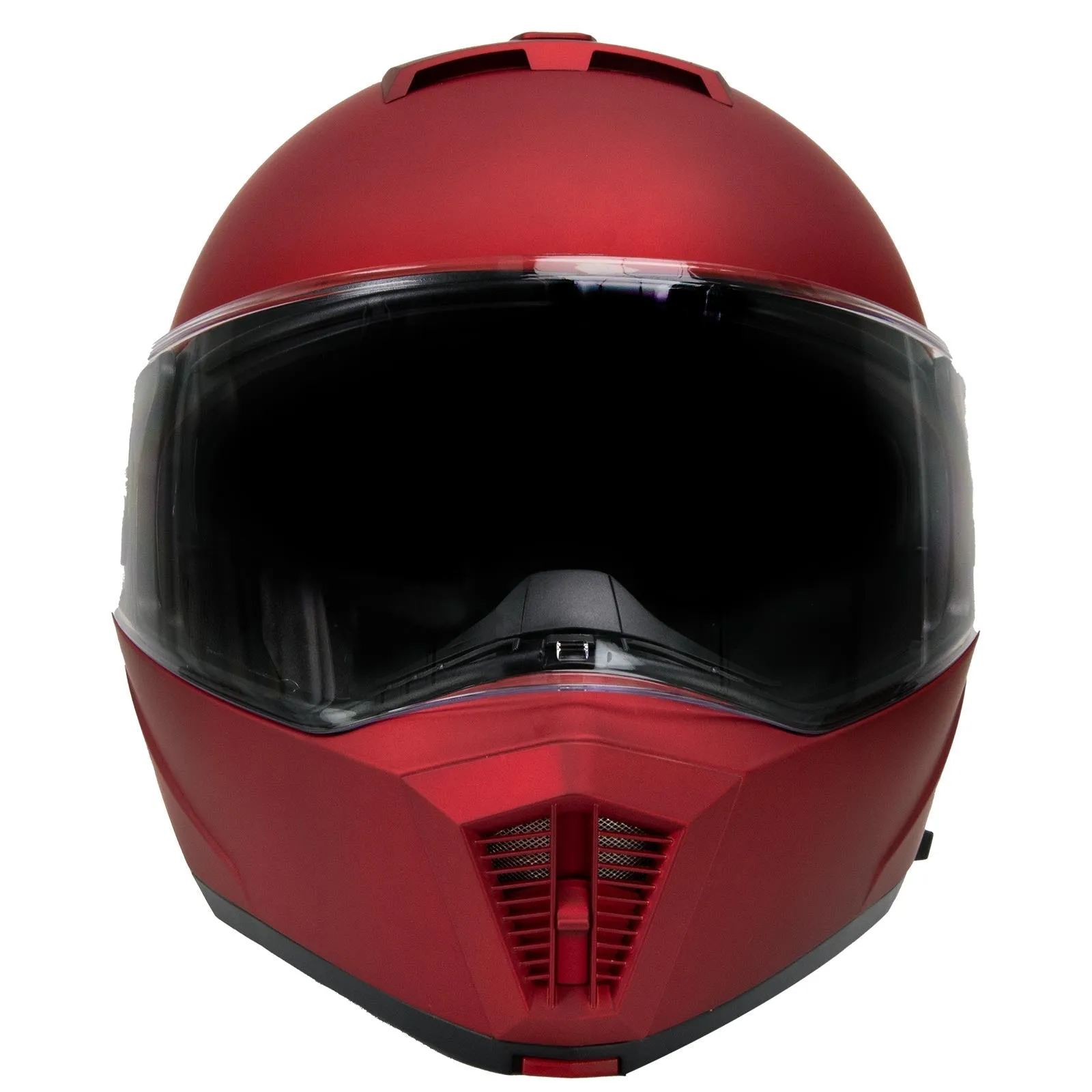 Milwaukee Helmets MPH9827DOT 'Cypher' Flat Red Advanced Motorcycle Modular Helmet w/ Drop Down Visor