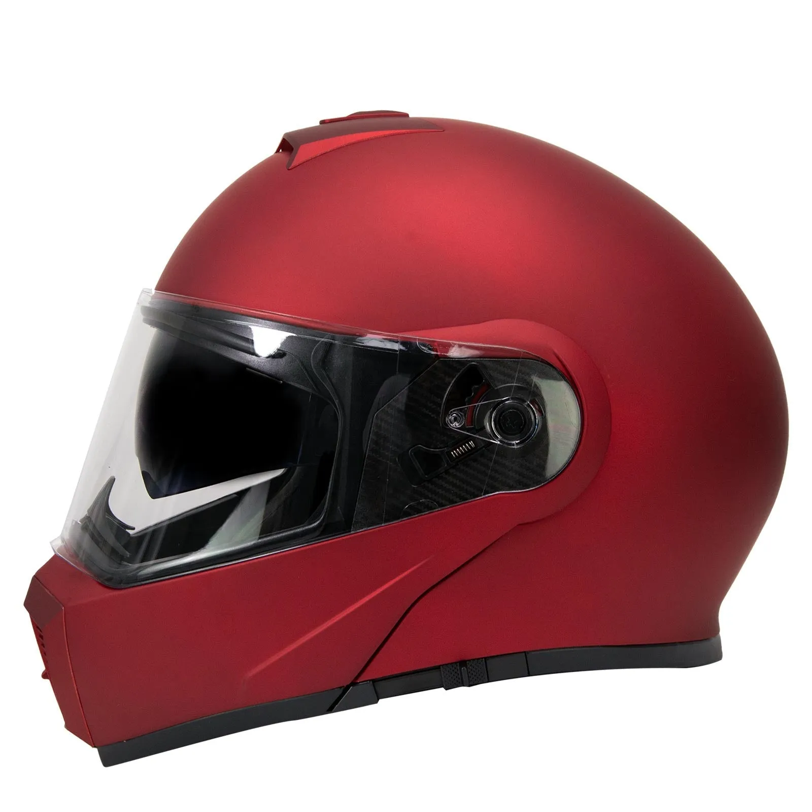 Milwaukee Helmets MPH9827DOT 'Cypher' Flat Red Advanced Motorcycle Modular Helmet w/ Drop Down Visor