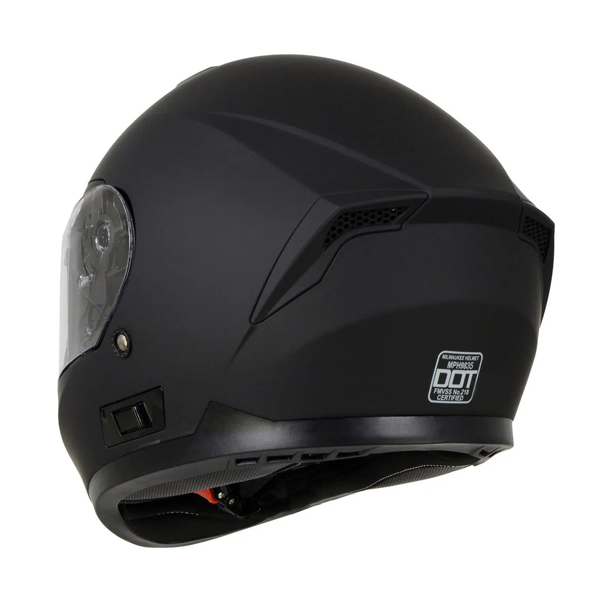 Milwaukee Helmets MPH9835DOT 'Sweeper' Flat Black Advanced Motorcycle Full Face Helmet for Men and Women Biker w/ Drop Down Visor