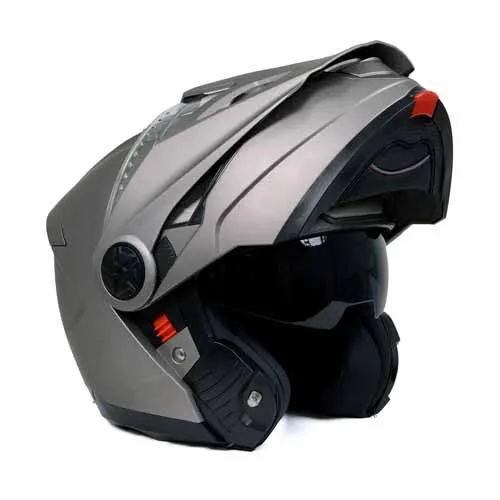 Milwaukee Helmets Silver Ominous Dual Sport Advanced Motorcycle