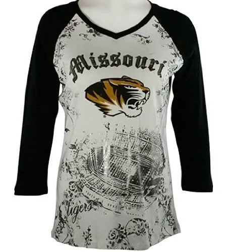 P-Michael Collegiate Apparel - University of Missouri Women's Top, 3/4 Sleeve