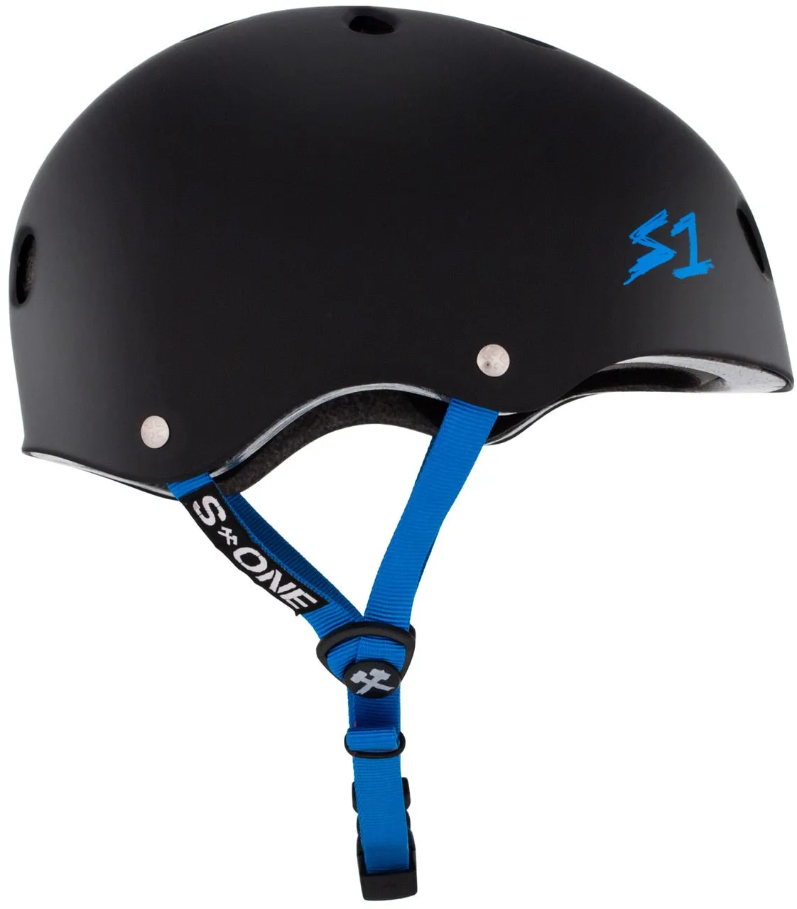 S1 Lifer Helmet - Black Matte/Cyan Straps