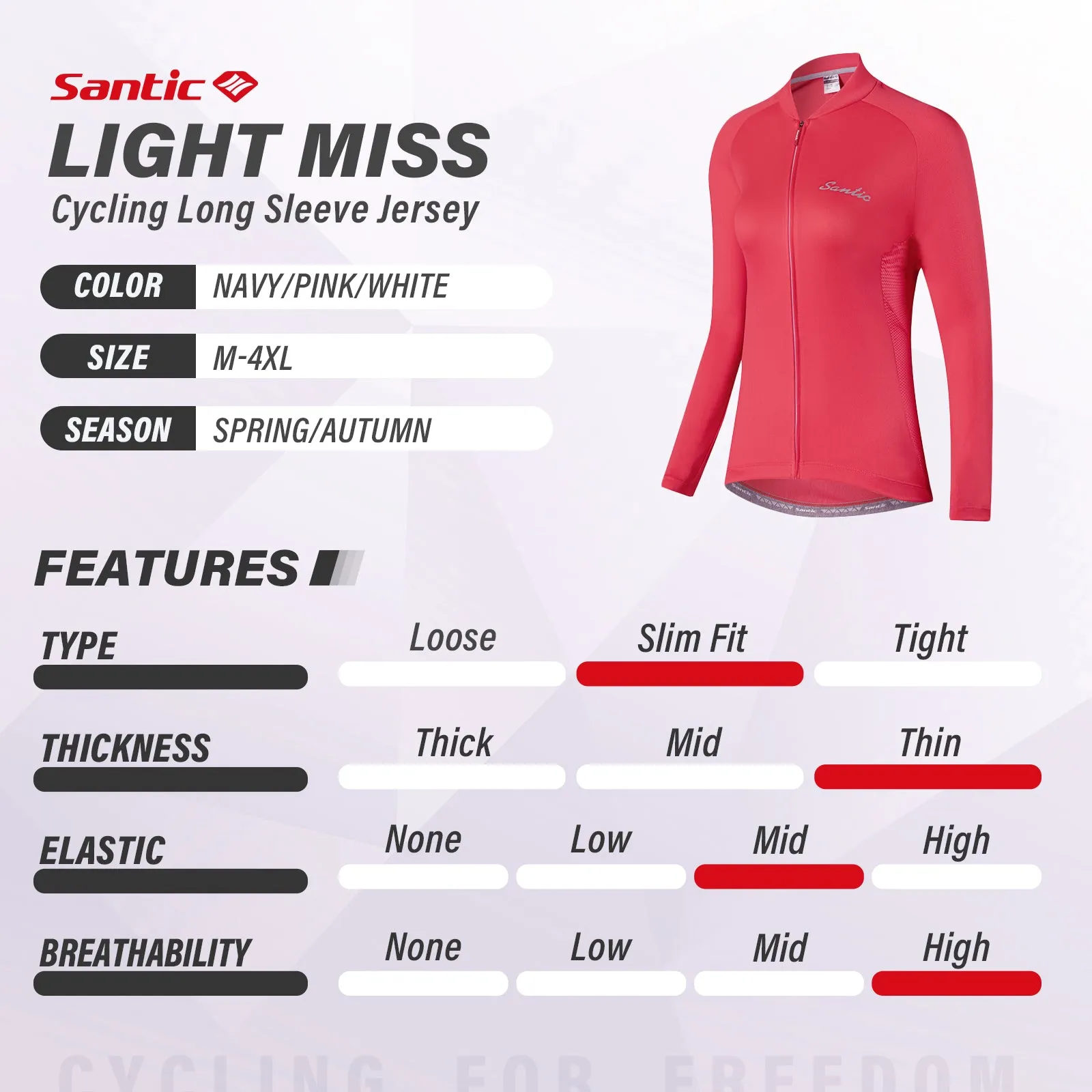 Santic Light Miss Pink Women jersey Long Sleeve