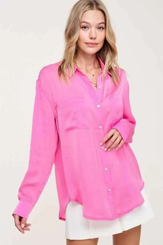 Silky Button-Down Shirt