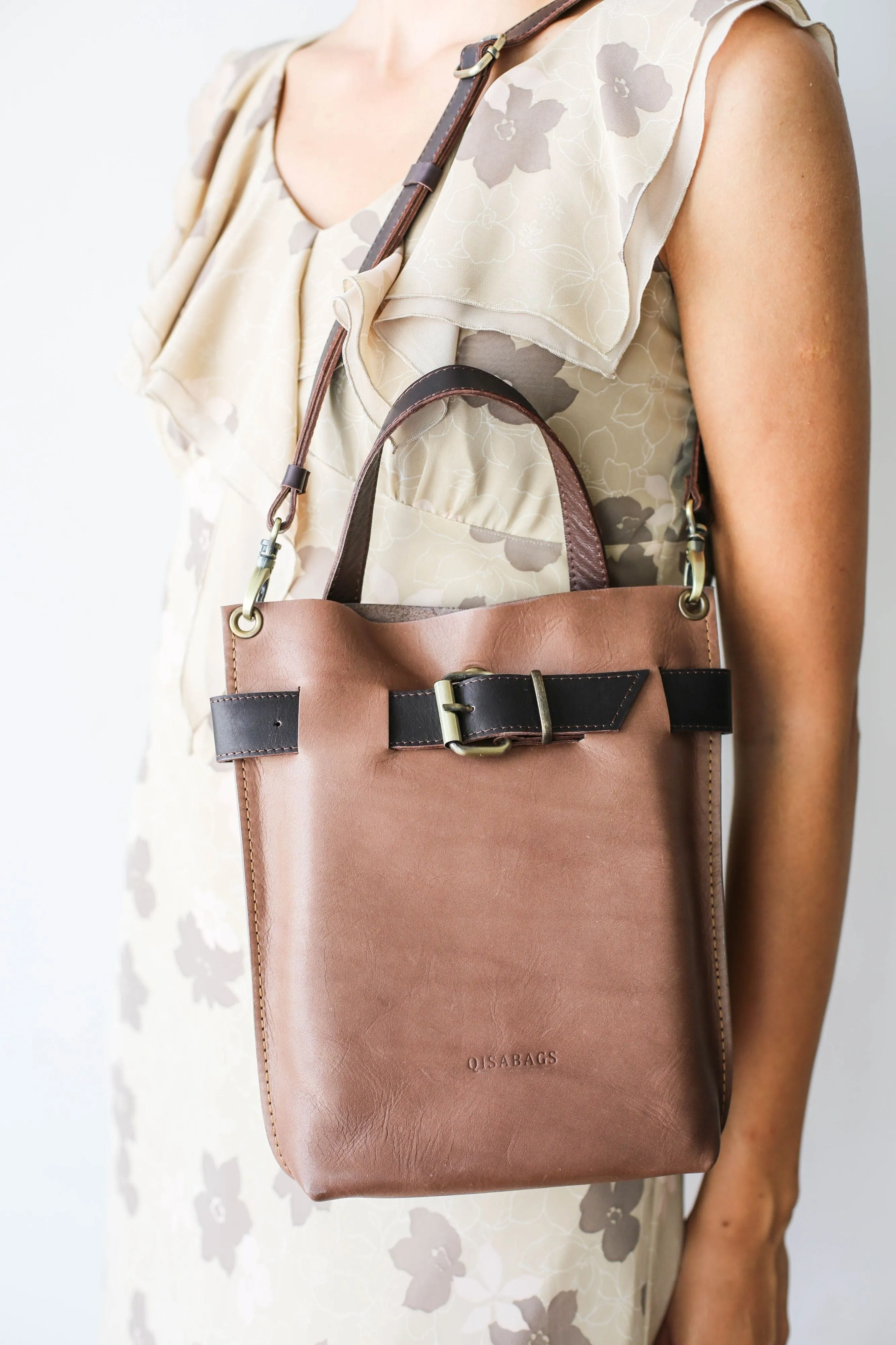 Taupe Mini Leather Backpack (dual color)