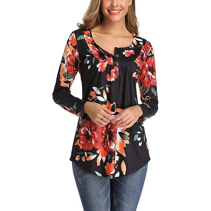 Women's Long Sleeve Flare Tunic Tops