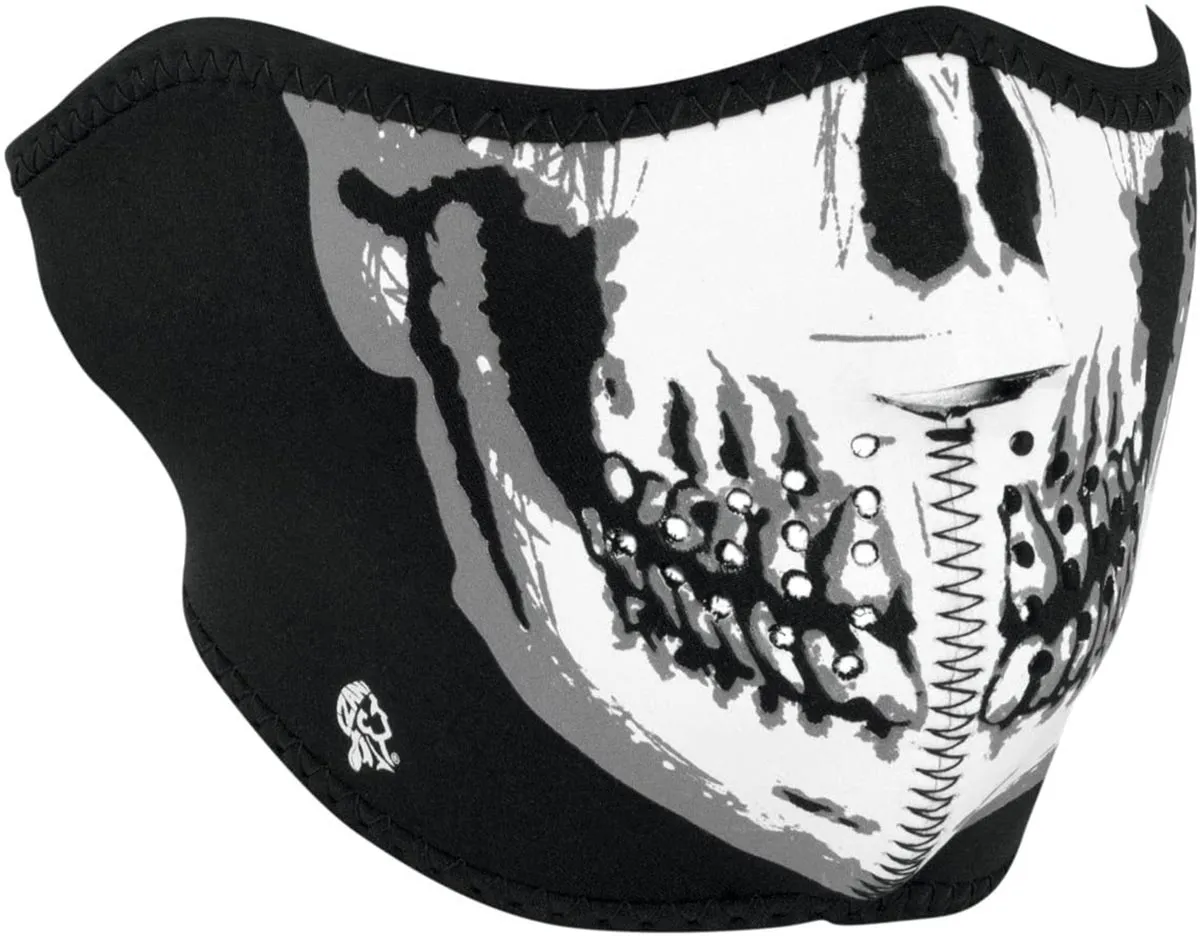 Zanheadgear WNFM002H White and Black Neoprene Skull Half Face Mask